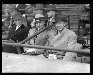 Charles F. Adams and Eddie Collins take in a game