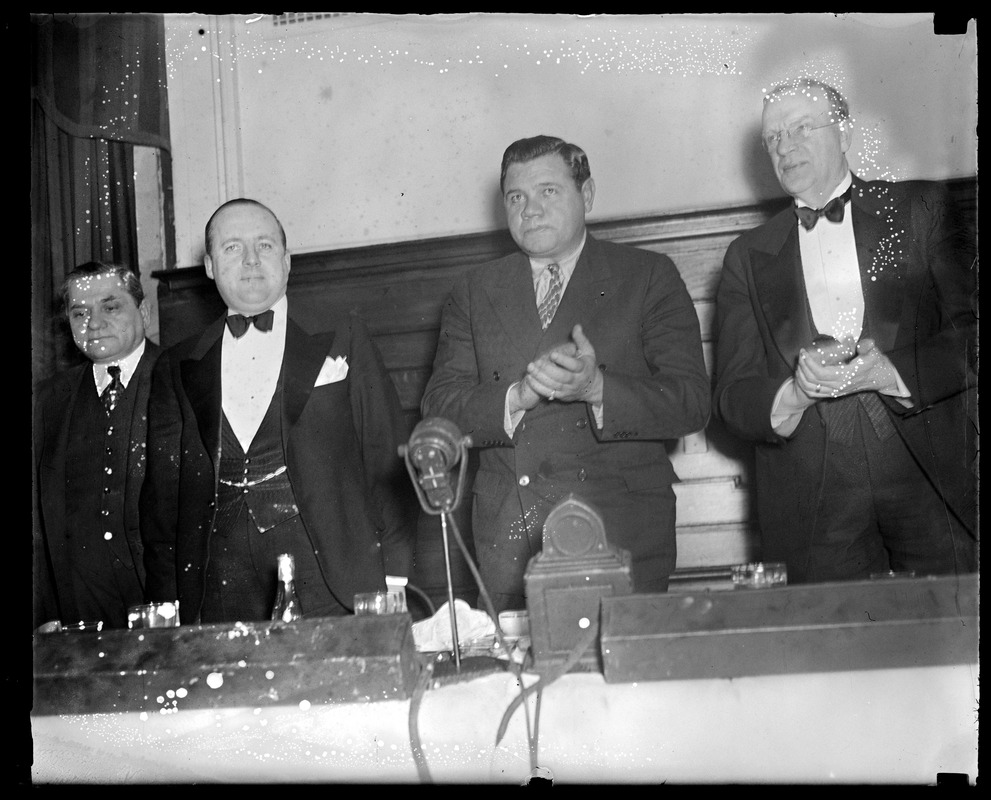 Babe Ruth at a banquet to honor him after he signed with the Braves