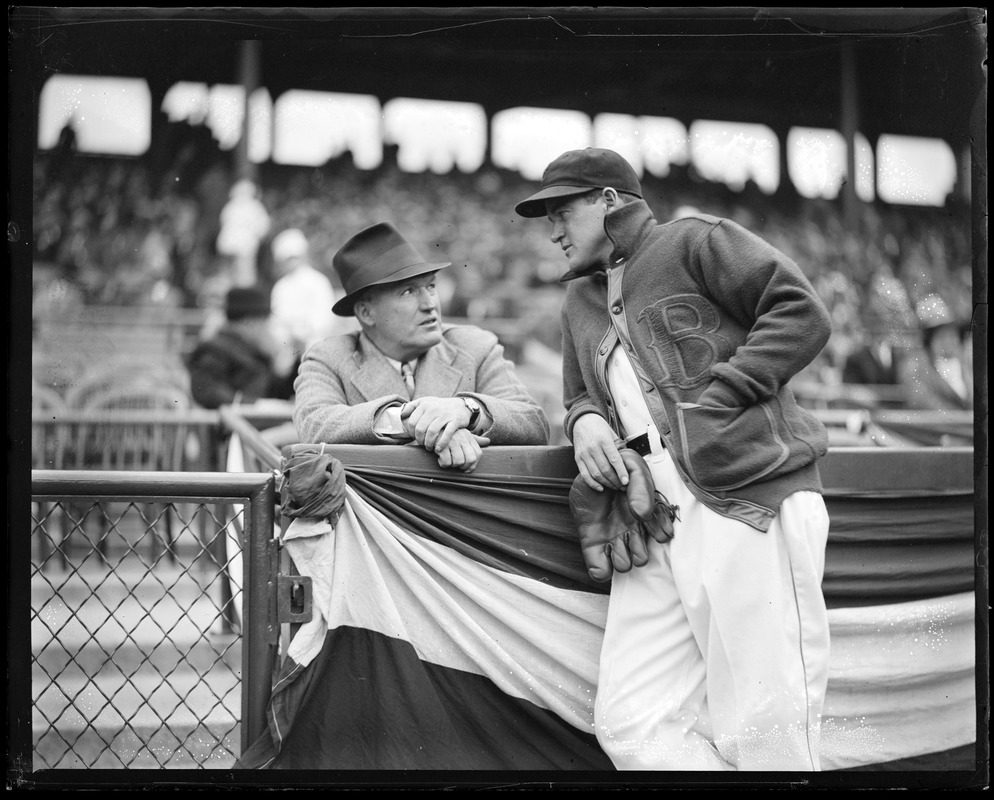 Joe Cronin talks to former Sox manager Bill Carrigan