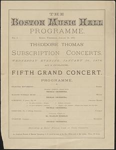 The Boston Music Hall programme, Theodore Thomas' subscription concerts, fifth grand concert