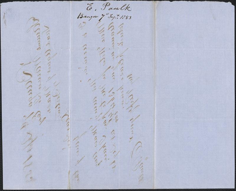 E. Paulk to Samuel Warner, 7 September 1853 - Digital Commonwealth