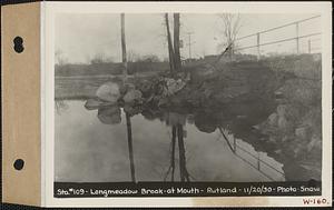 Station #109, Longmeadow Brook at mouth, Rutland, Mass., Nov. 20, 1930