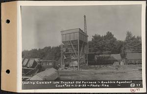 Contract No. 20, Coldbrook-Swift Tunnel, Barre, Hardwick, Greenwich, loading cement into truck at Old Furnace, Quabbin Aqueduct, Hardwick, Mass., Nov. 9, 1933