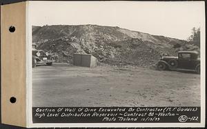 Contract No. 80, High Level Distribution Reservoir, Weston, section of wall dike excavated by contractor (M.F. Gaddis), high level distribution reservoir, Weston, Mass., Oct. 19, 1939