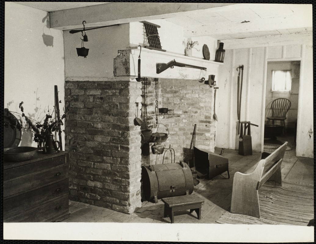 Interior of Jethro Coffin House, oldest on Nantucket Island, Mass built