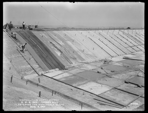 Distribution Department, Southern High Service Forbes Hill Reservoir, plastering the northerly slope, Quincy, Mass., Aug. 2, 1901