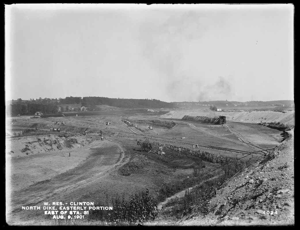 Wachusett Reservoir, North Dike, easterly portion, east of station 31±, Clinton, Mass., Aug. 9, 1901