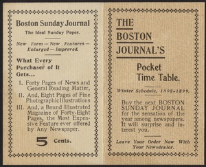 The Boston Journal's pocket time table