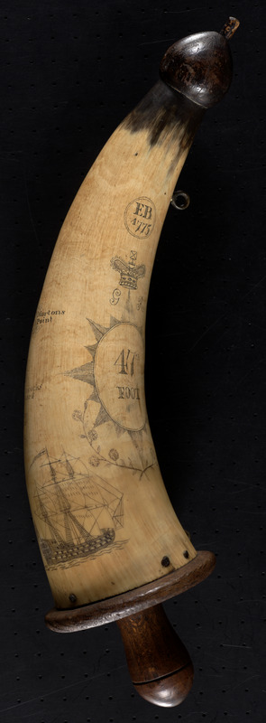 Powder horn with map of Boston and Charlestown, 1777