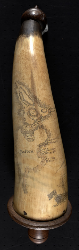 Powder horn with map of Boston and Charlestown, 1777