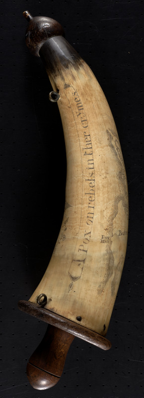 Powder horn with map of Boston and Charlestown, 1777