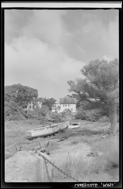 Lanesville, boat and buildings Digital Commonwealth