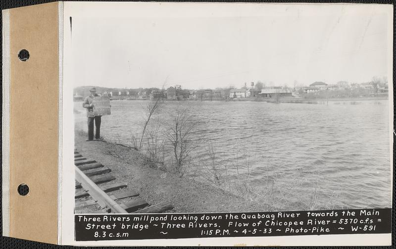 Three Rivers mill pond looking down the Quaboag River towards the Main