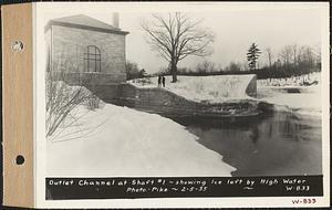 Outlet Channel at Shaft #1 showing ice left by high water, West Boylston, Mass., Feb. 5, 1935