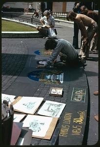 Sidewalk artist at working, London