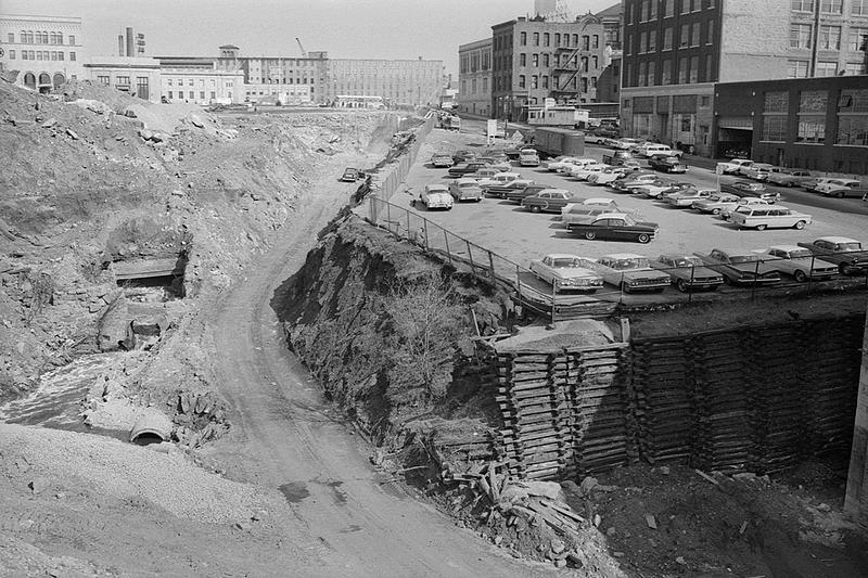 Urban renewal, view from Milliken Boulevard looking east, Fall River