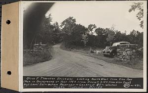 Contract No. 80, High Level Distribution Reservoir, Weston, Olive F. Thornton driveway, looking northwest from Glen Road, high level distribution reservoir, Weston, Mass., Aug. 1, 1939