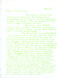 Letter to Don Gordon from former Abbot Academy student Alison Galusha, May 29