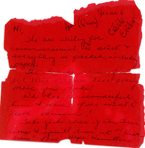 Sherman House Letter, Hope Hamilton, Abbot Academy