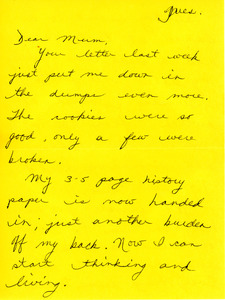Letter home, Marcie Rickenbacker, Abbot Academy, Class of 1970