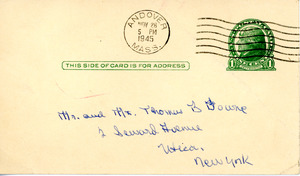 Letter home, Patty A. Bowne, Abbot Academy, class of 1946