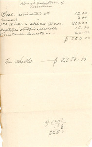 Mr. Sanborn's estimate of Natural History Collection sent to Ms. Philena McKeen, Abbot Academy, 1867