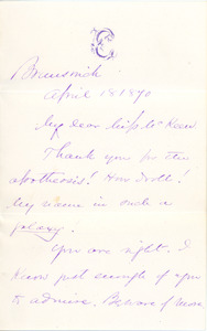 Letter to Ms. Phebe McKeen from colleague, April 18, 1870