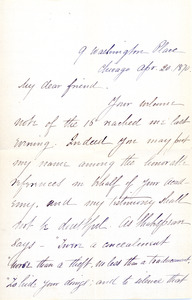 Letter to Ms. Philena McKeen from L. T. Chamberlain, April 20, 1870