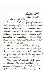 Letter to Ms. Philena McKeen from George E. Street, November 1, 1876