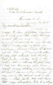 Letter to Ms. Phebe McKeen from former Abbot Academy student Alice B. Emerson, January 14, 1878