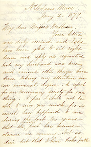 Letter to Ms. Phebe McKeen from former Abbot Academy student Mary Hunter Williams, January 2, 1879