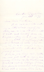Letter to Ms. Philena McKeen from Ellen S. Eaton, Abbot Academy class of 1865, January 30, 1879