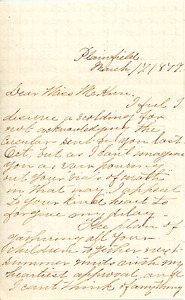 Letter to Ms. Philena McKeen from Ada L. Jams, Abbot Academy, March 17, 1879