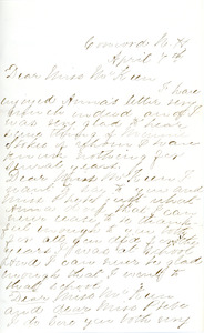 Letter to Ms. Philena McKeen from Marguerite F. Stevens, April 07, 1879