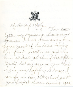 Letter to Ms. Philena McKeen from Minnie F. Merriam, Abbot Academy, May 9, 1879