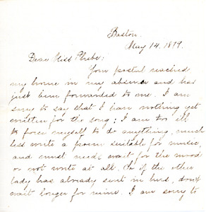 Letter to Ms. Phebe McKeen from Emily P. Hidden, May 14, 1879