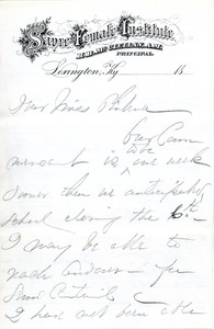Letter to Ms. Philena McKeen from Laura Finley, Sayre Female Institute, May 24, 1879