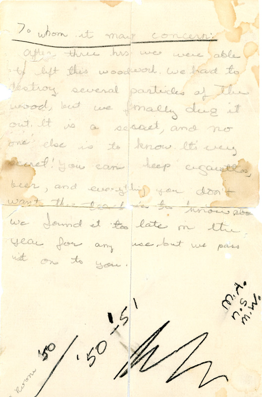Sherman House Letter, M.A-N.S.-M.W, Abbot Academy