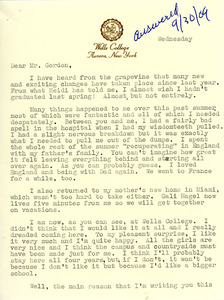 Letter to Don Gordon from former Abbot Academy student Lindsay Whitcomb, September 30, 1969