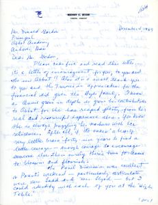 Letter to Don Gordon from parent Chris Hyde, Abbot Academy, December 4, 1969