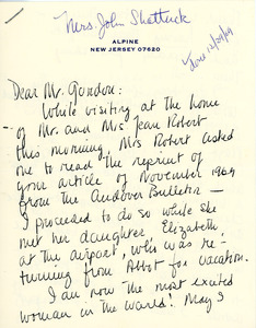 Letter to Don Gordon from Marjorie Shattuck, Abbot Academy, December 29, 1969
