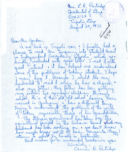 Letter to Don Gordon from parent Carmen B. Partridge, Abbot Academy, September 7, 1970