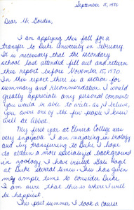 Letter to Don Gordon from former Abbot Academy student Genifer Van Auda, September 15, 1970
