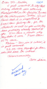 Letter to Don Gordon from former Abbot Academy student Abbe Shaine, November 4, 1970