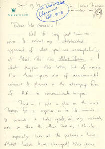 Letter to Don Gordon from former Abbot Academy student Jackie Frazier, September 19, 1972