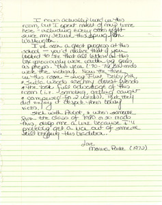 Sherman House Letter, Marea Parke, Abbot Academy