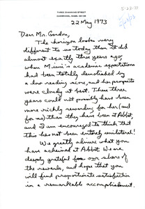 Letter to Don Gordon from parent John Kessler, Abbot Academy, May 23, 1973
