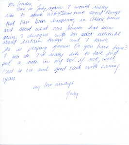 Letter to Don Gordon from former Abbot Academy student Jody