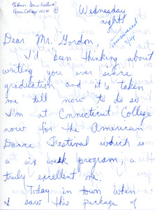 Letter to Don Gordon from former Abbot Academy student Laura, July 24