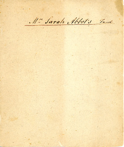 Madame Sarah Abbot Account Book, 1812-1817